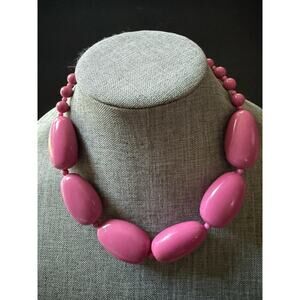 Vtg You & I Chunky Acrylic Choker Necklace Hot Pink Colorful Y2K 80s 90s Retro